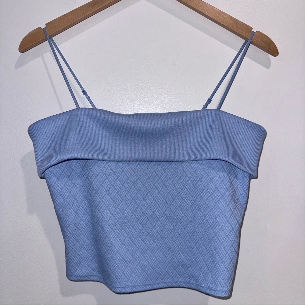 ALO Yoga Light Blue Ribbed Knit Crop Top - Picture 2 of 7